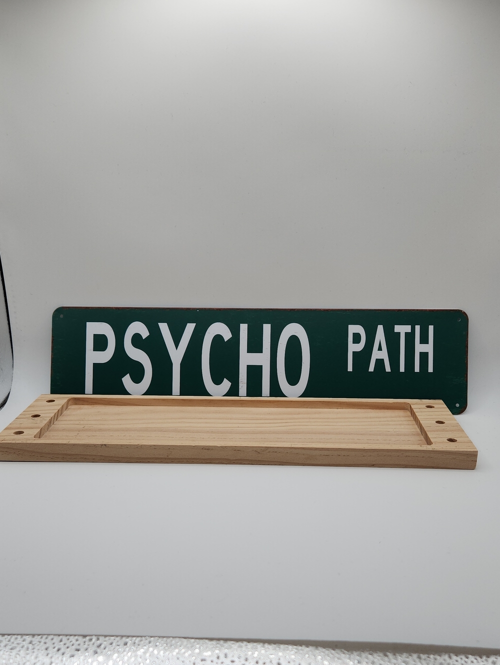 Green "PSYCHO PATH" Retro Metal Street Sign - 4" x 15.75"